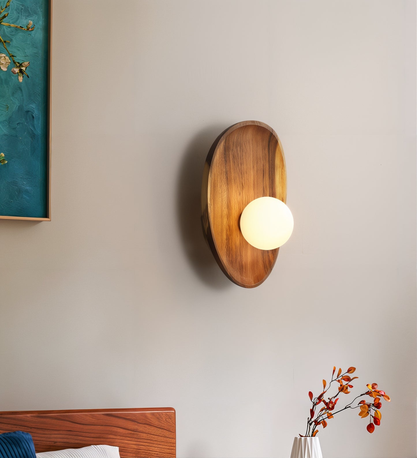Wooden Wall Sconce With Globe LED Light - Modefinity