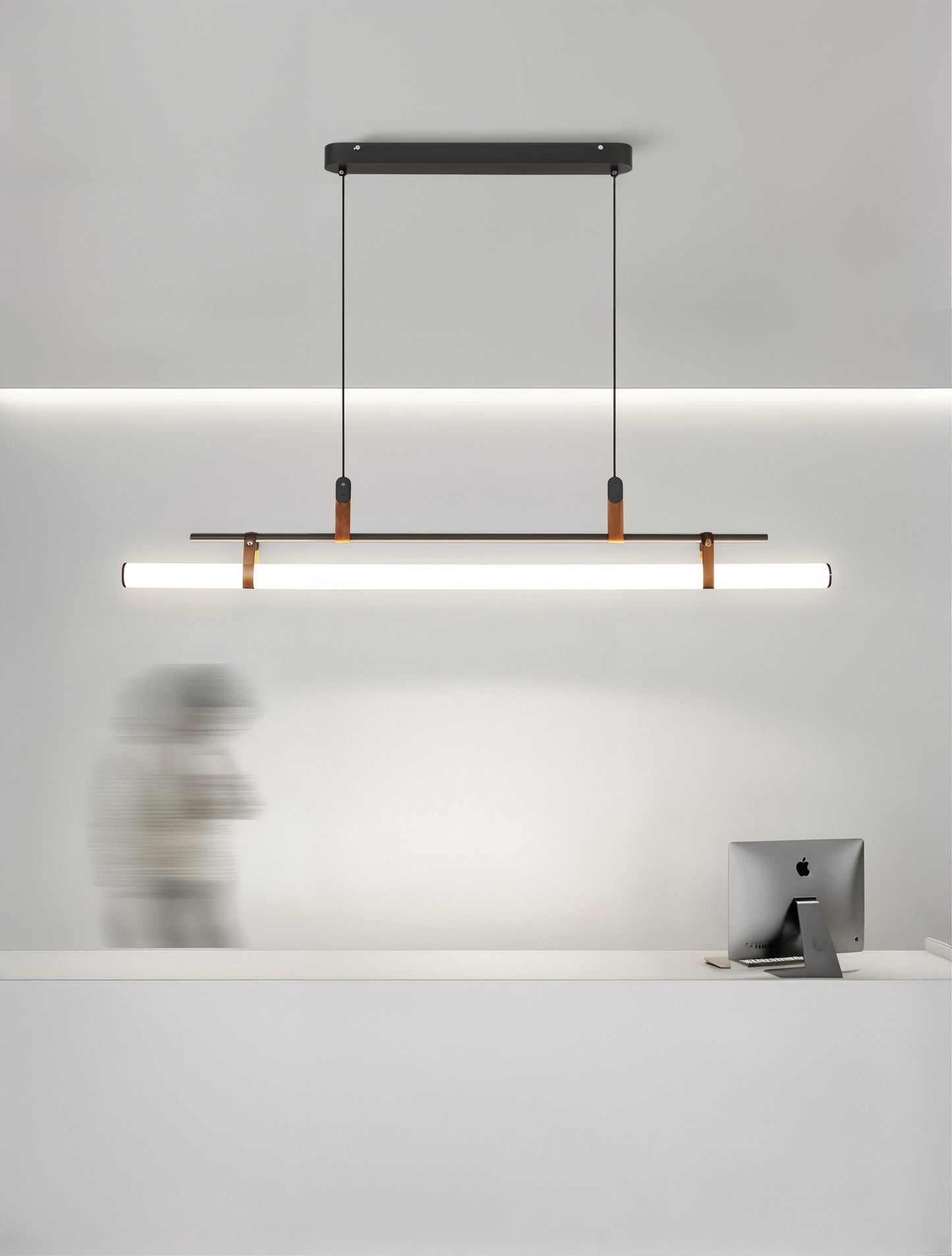 Modern Minimalist Pendant Light With Leather Accents - Modefinity