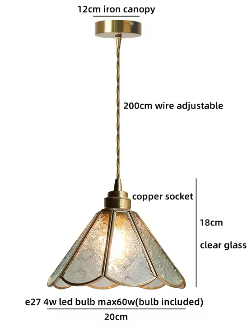 Pendante en verre en laiton - 227gpl