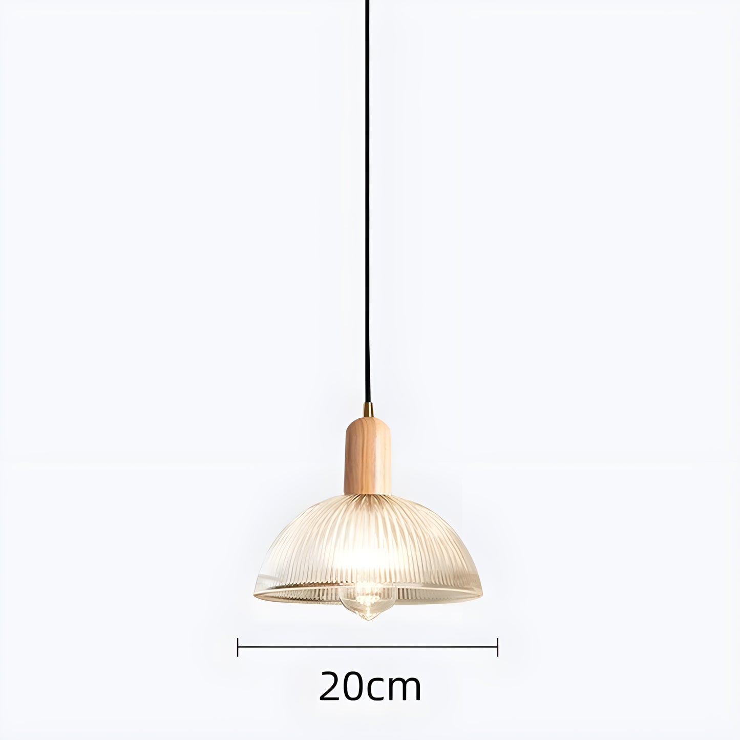 Nordic Ribbed Glass & Wood Pendant Light - Modefinity