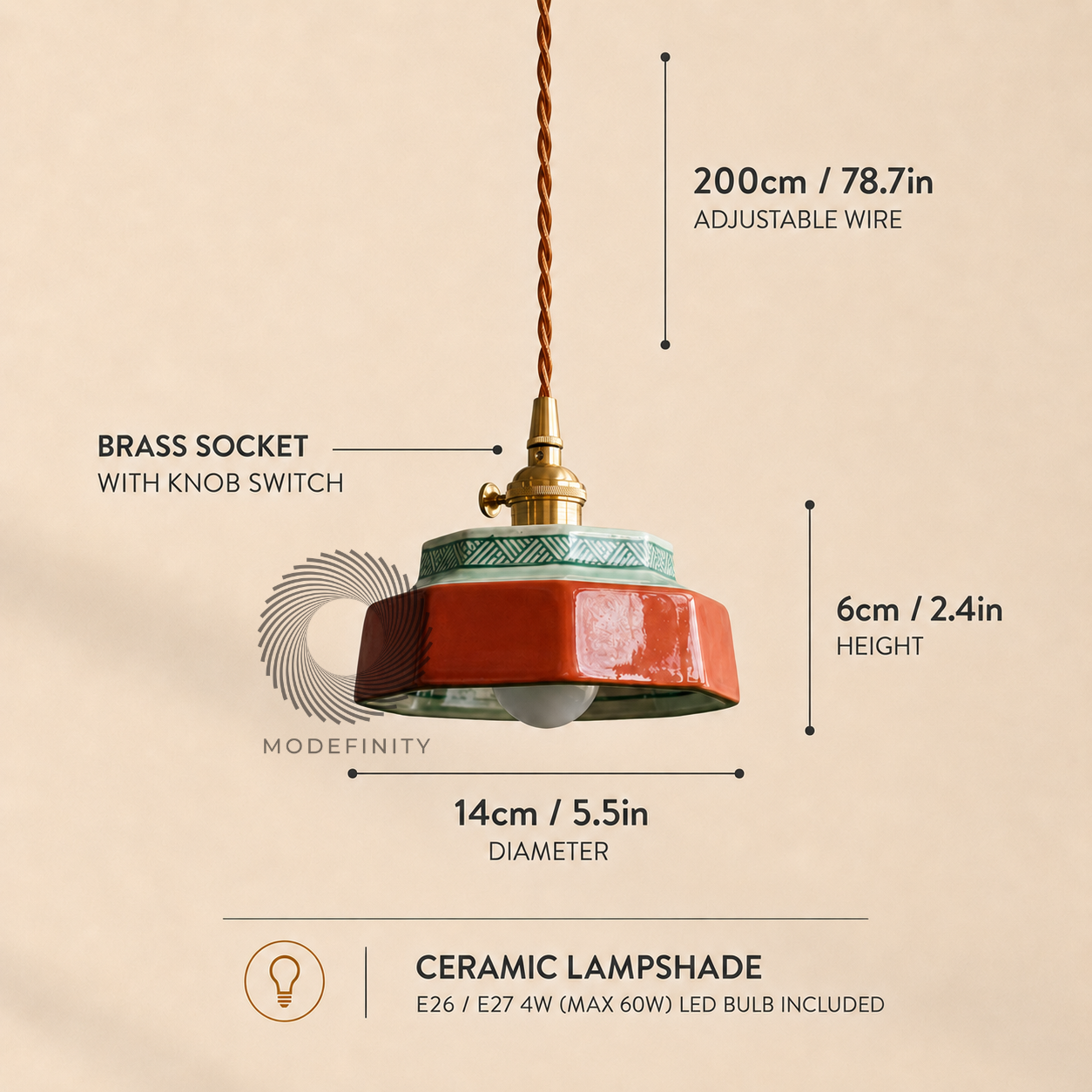 Kyoto Handcrafted Ceramic Pendant Light