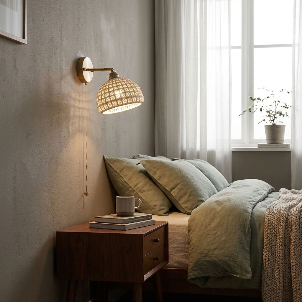 White Ceramic Wall Sconce – Brass Wall Light | 225ST