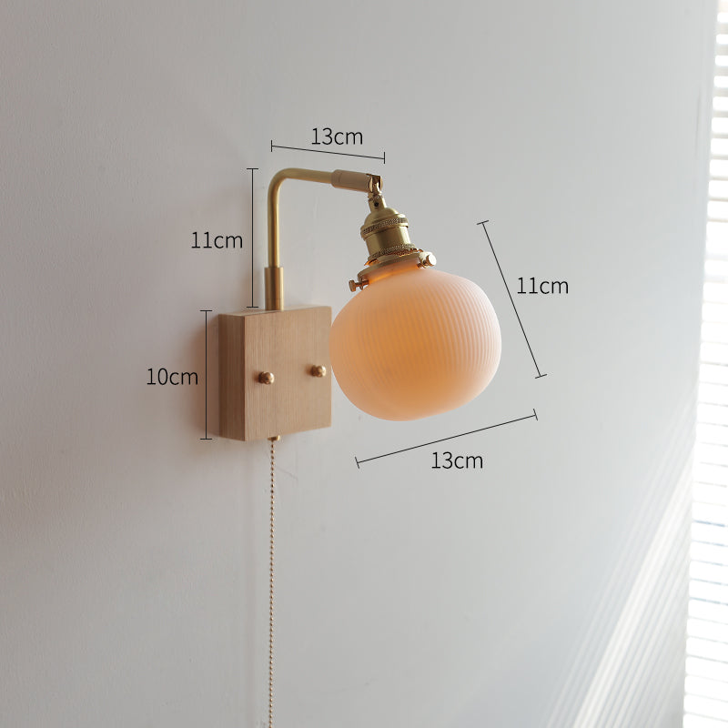 Ceramic Wall Light With Wood Plate - 113WL - Modefinity