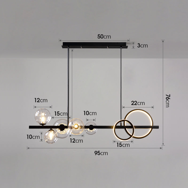 Modern Chandelier With Bubbles and LED RING - 2LCH6 - Modefinity