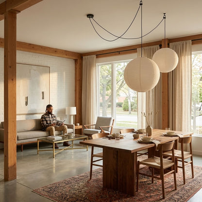 Hikari Japanese Paper Lantern Pendant Light – Oversized Wabi Sabi Chandelier
