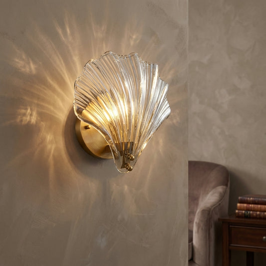 Shell Glass Brass Wall Light - 202GBWL - Modefinity
