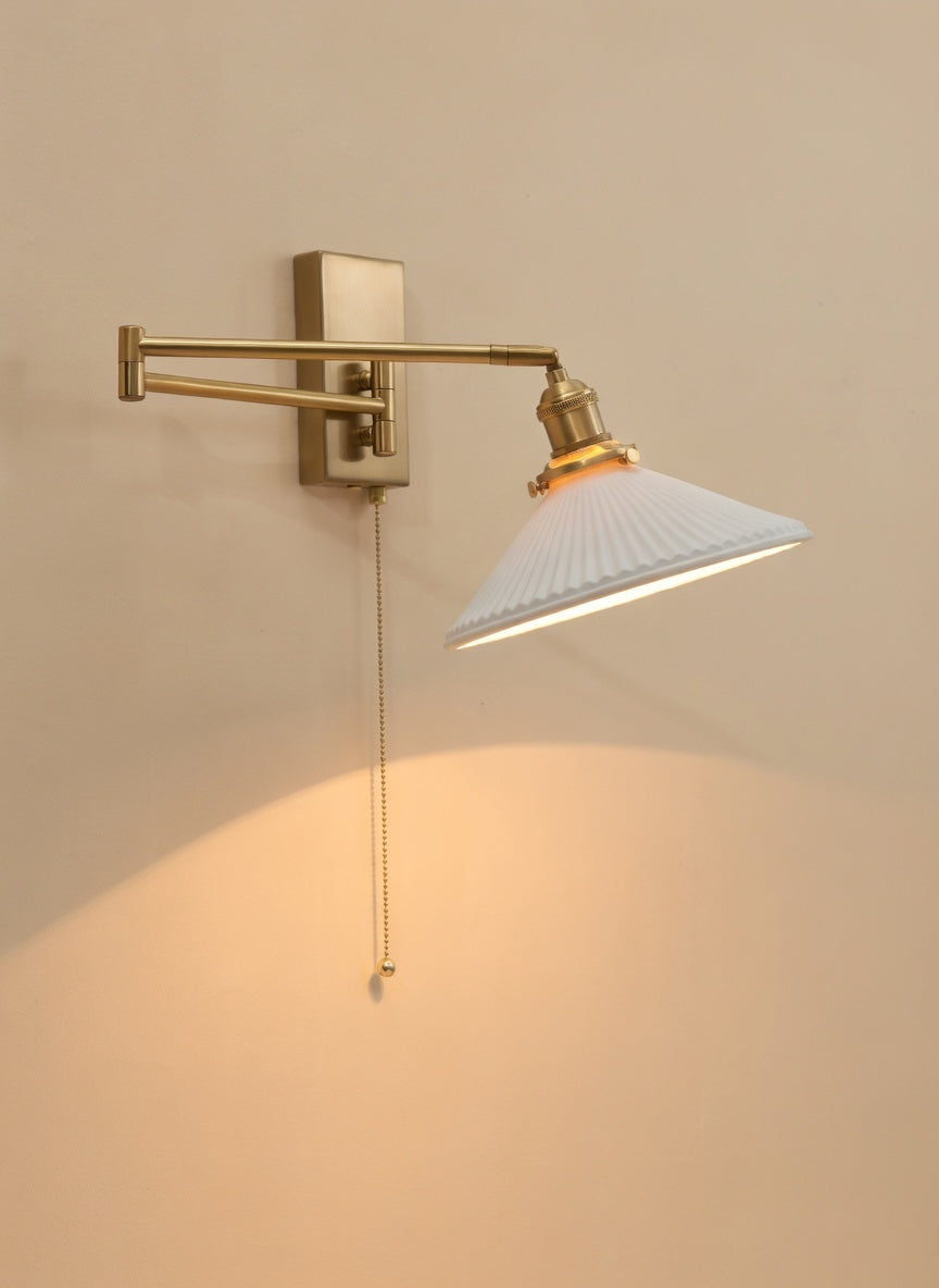 Lyra Articulated Brass Sconce – Plug-In Edition with Twisted Fabric Cord - Modefinity