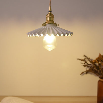 Fluted Ceramic Brass Pendant Light - 121PL - Modefinity