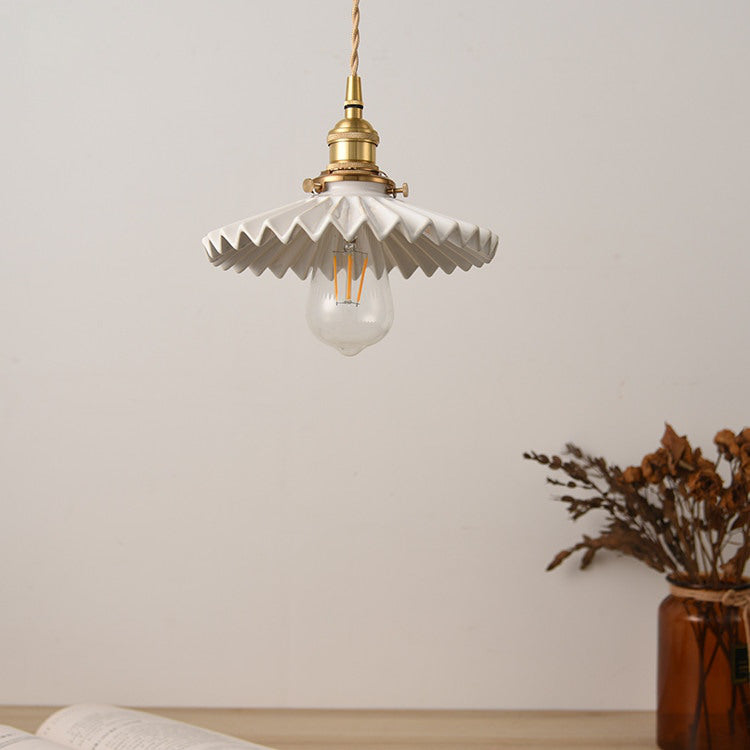 Fluted Ceramic Brass Pendant Light - 121PL - Modefinity