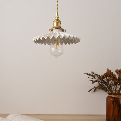 Fluted Ceramic Brass Pendant Light - 121PL - Modefinity