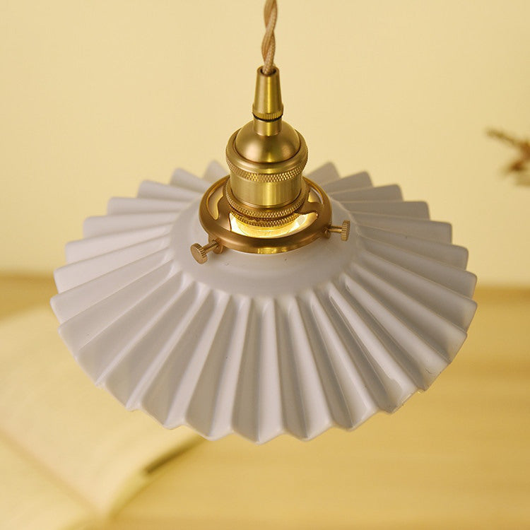 Fluted Ceramic Brass Pendant Light - 121PL - Modefinity