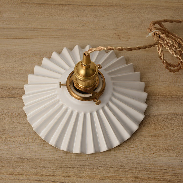 Fluted Ceramic Brass Pendant Light - 121PL