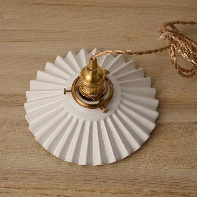 Fluted Ceramic Brass Pendant Light - 121PL - Modefinity