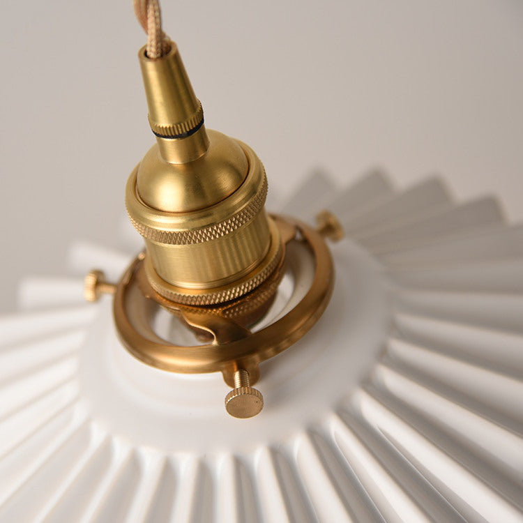 Fluted Ceramic Brass Pendant Light - 121PL - Modefinity