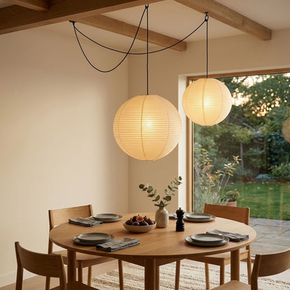 Hikari Japanese Paper Lantern Pendant Light – Oversized Wabi Sabi Chandelier