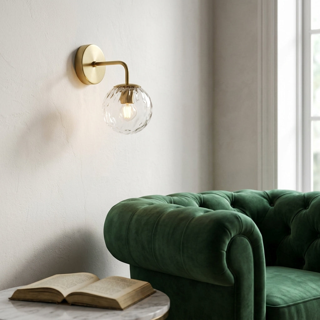 Glass Globe Black Brass Wall Light - 207GBWL - Modefinity