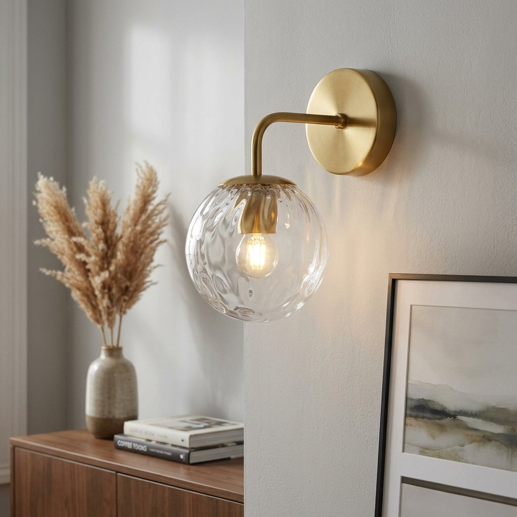 Glass Globe Black Brass Wall Light - 207GBWL - Modefinity