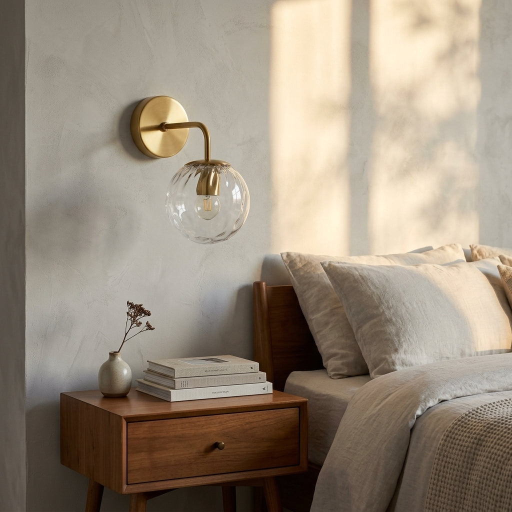 Glass Globe Black Brass Wall Light - 207GBWL - Modefinity