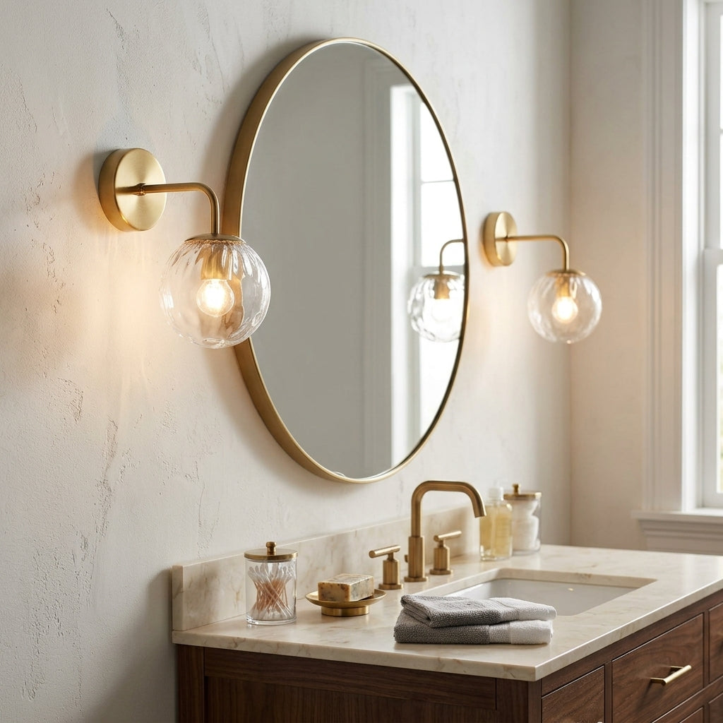 Glass Globe Black Brass Wall Light - 207GBWL - Modefinity