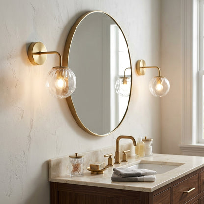 Glass Globe Black Brass Wall Light - 207GBWL - Modefinity