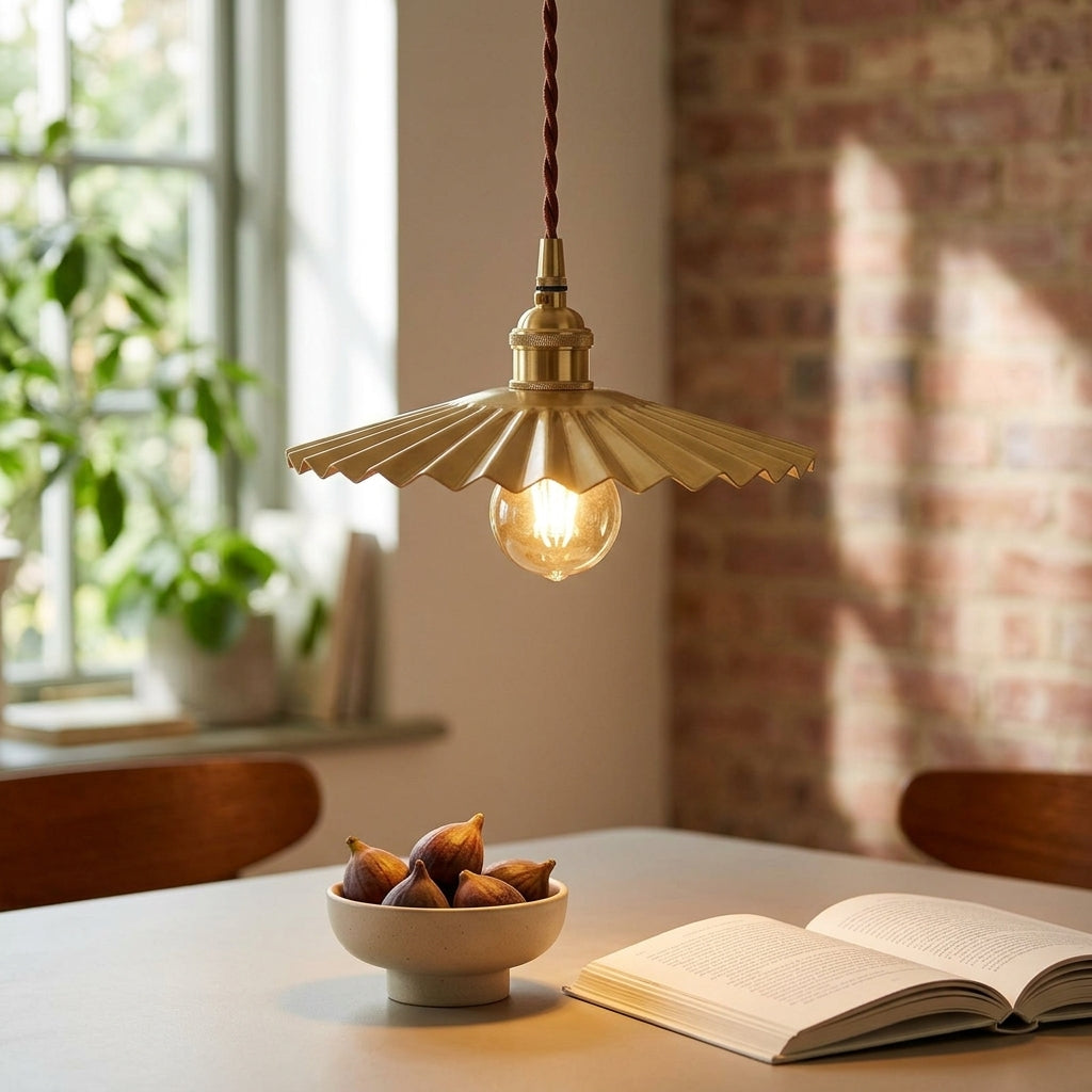 Fluted Brass Pendant Light - 102PL - Modefinity