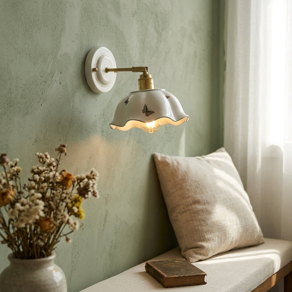 Flower Shape Ceramic Wall Sconce - 108CWP - Modefinity