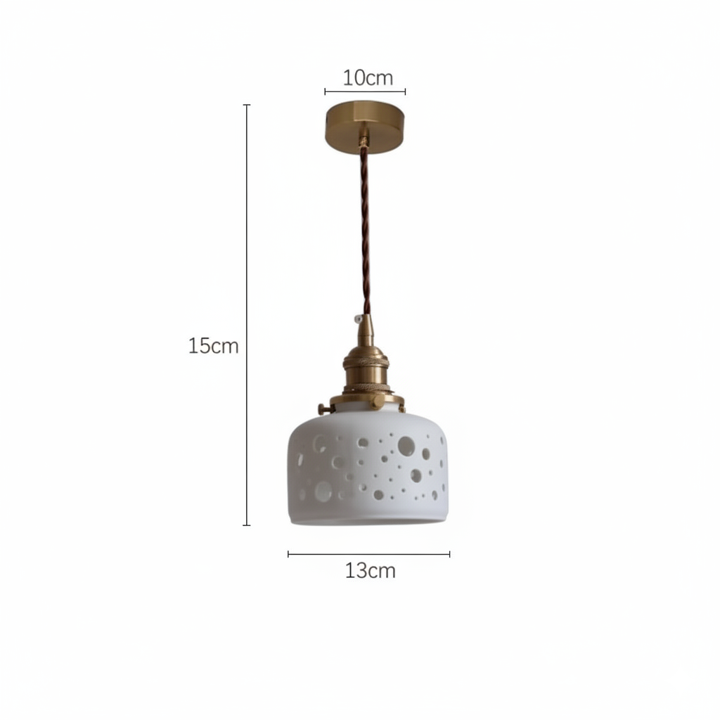 Modern Ceramic Pendant Light – Perforated Shade with Warm Glow