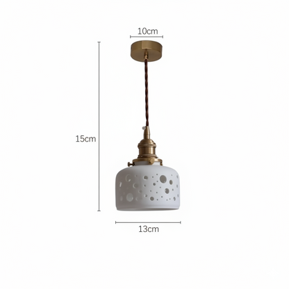 Modern Ceramic Pendant Light – Perforated Shade with Warm Glow