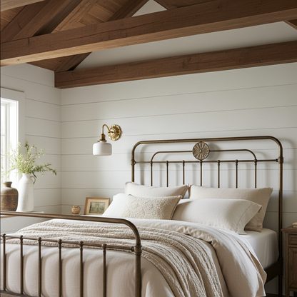 Antique Brass Wall Sconce with White Ceramic Shade - Rustic Style