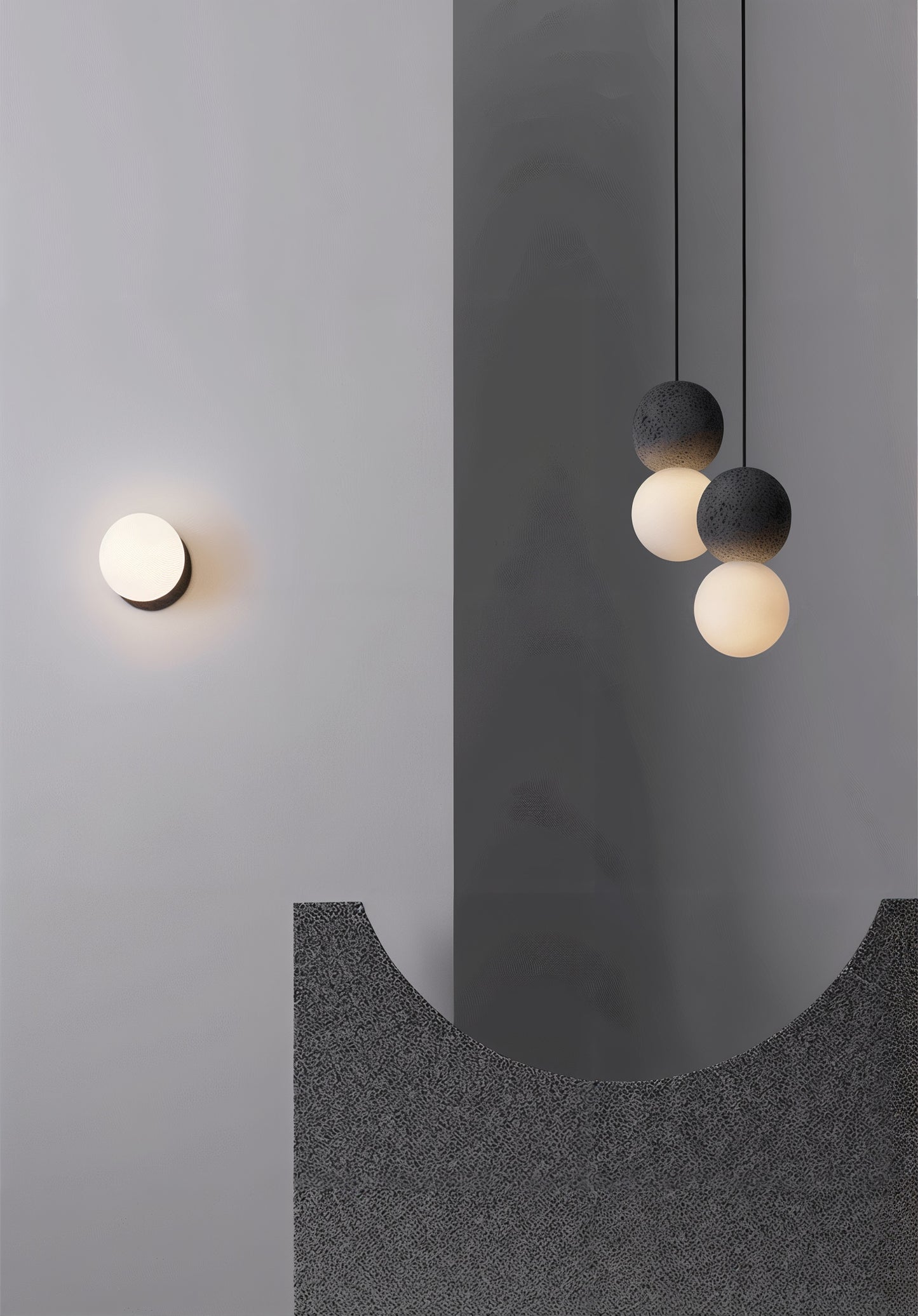 Cement Pendant Light and Wall Light