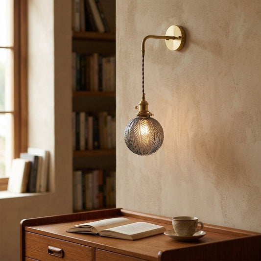 Feather Glass Brass Wall Light - 205GBWL - Modefinity