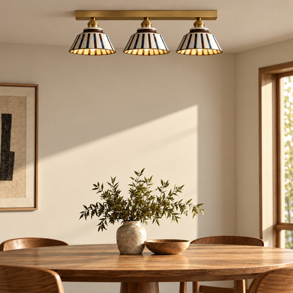 The Kyoto Stripe: Hand-Painted Ribbed Ceramic Pendant Light