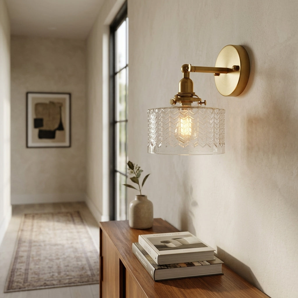 Glass Brass Wall Light - 221GBWL - Modefinity