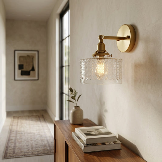 Glass Brass Wall Light - 221GBWL - Modefinity