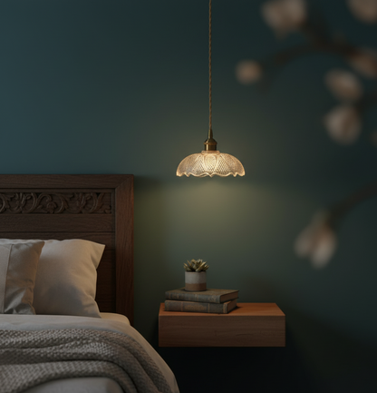 Classic Glass Pendant Light – Brass Hardware & Twisted Cord