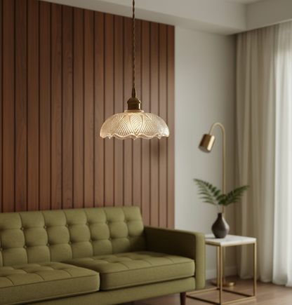 Classic Glass Pendant Light – Brass Hardware & Twisted Cord