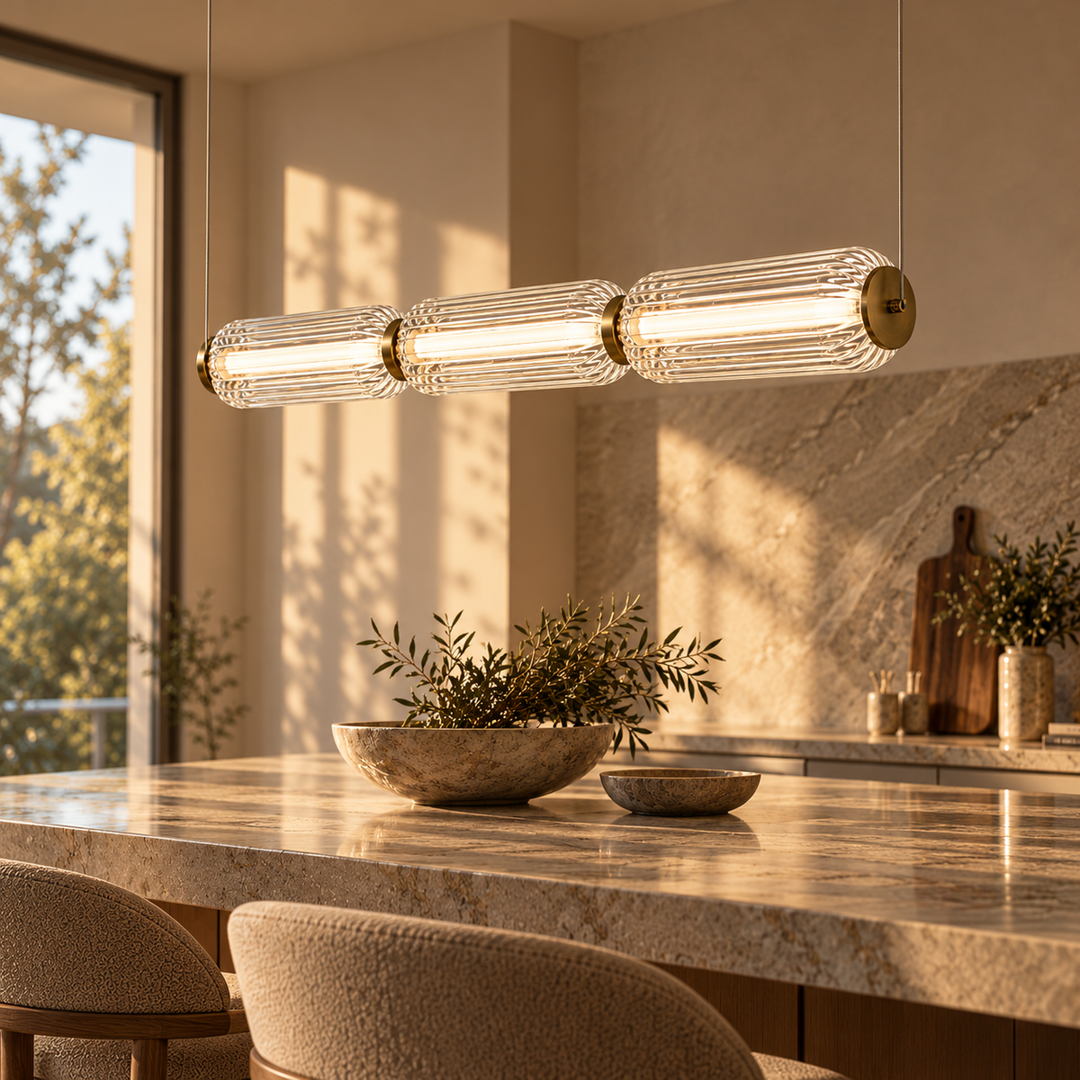 Elegant Fluted Glass Pendant Light