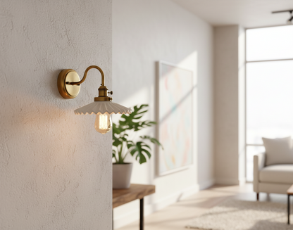 Wall-mounted light fixture in a modern living room setting