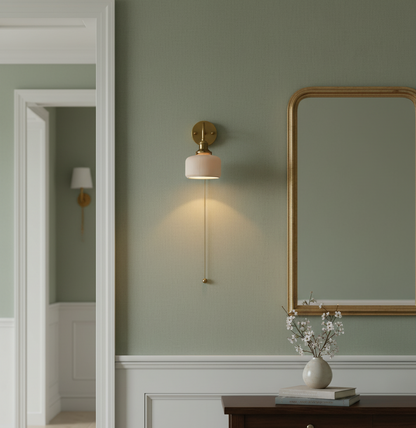 Ceramic Shade Wall Light with Brass Gooseneck Arm - Modefinity