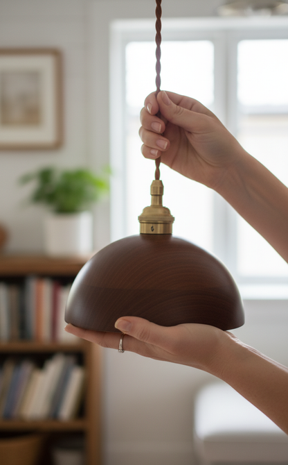 Walnut Wood Lampshade for Grow Bulbs – Stylish Plant Lighting Fixture
