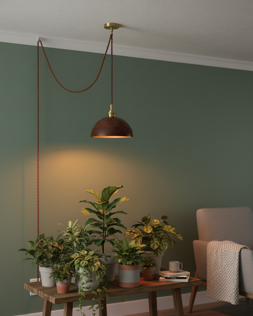 Walnut Wood Lampshade for Grow Bulbs – Stylish Plant Lighting Fixture