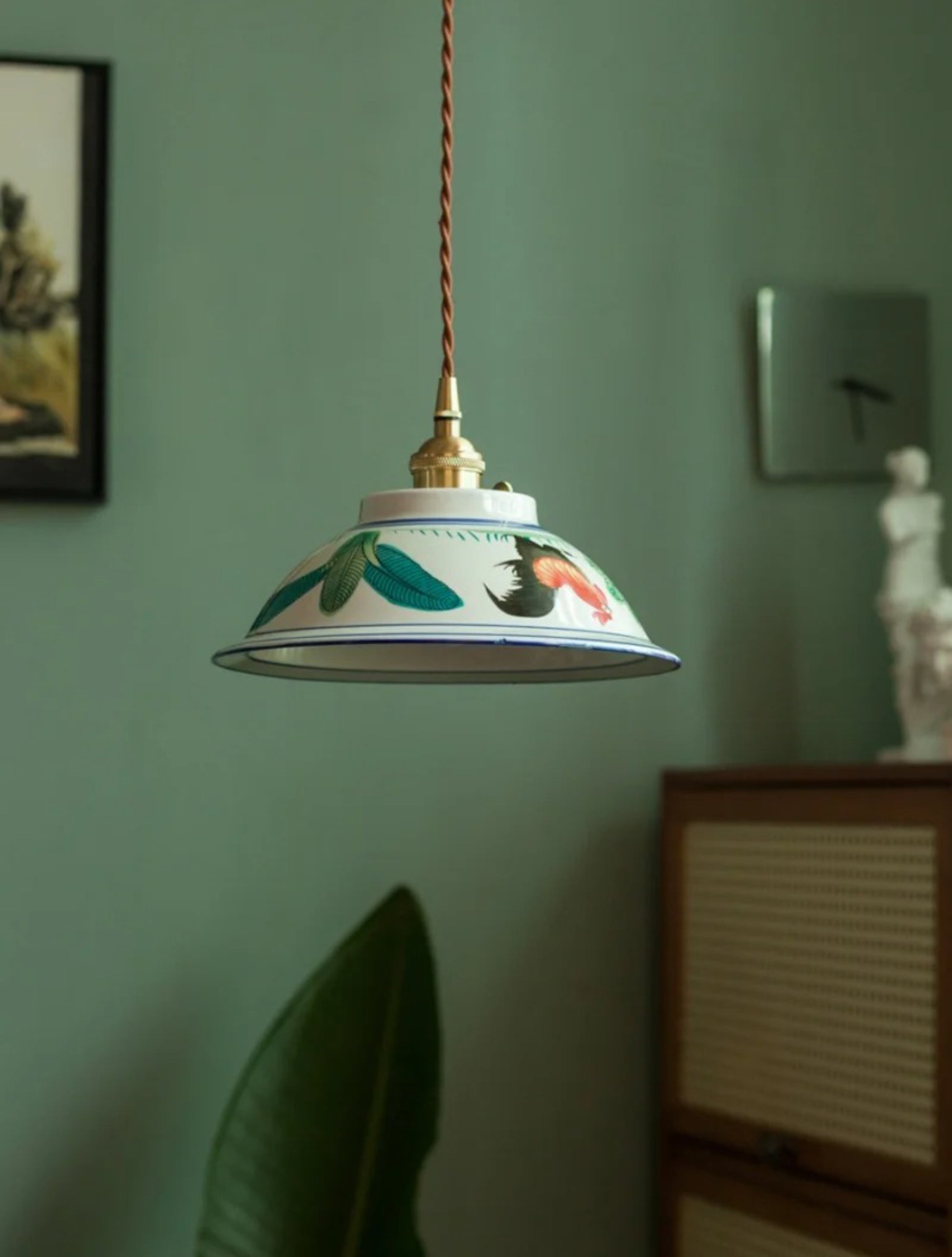 Hand-Painted Floral Ceramic Pendant Light - Modefinity
