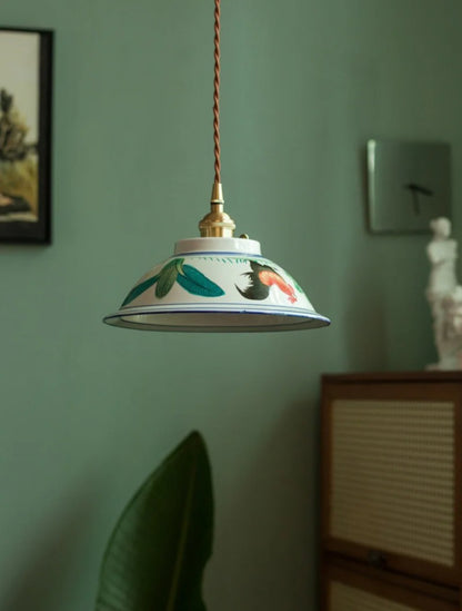 Hand-Painted Floral Ceramic Pendant Light - Modefinity