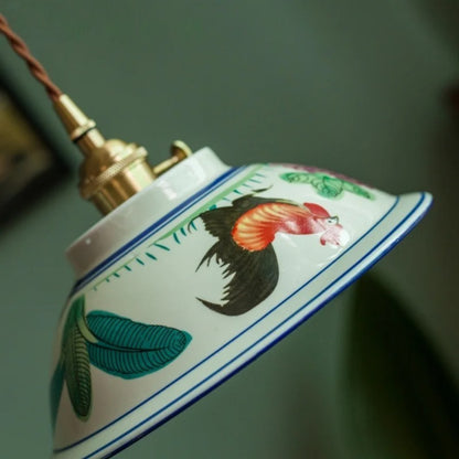 Hand-Painted Floral Ceramic Pendant Light - Modefinity