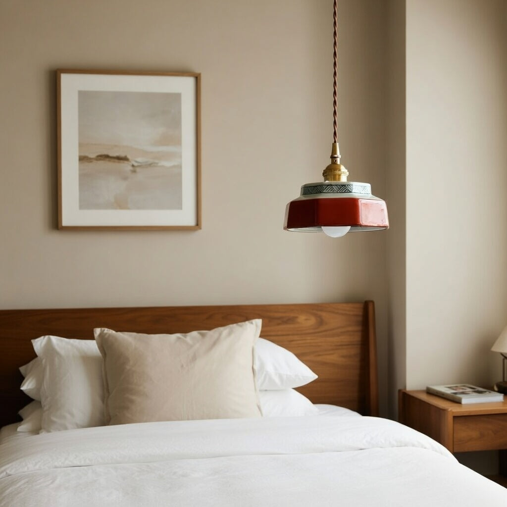 Handcrafted Red & Turquoise Ceramic Pendant Light - Modefinity