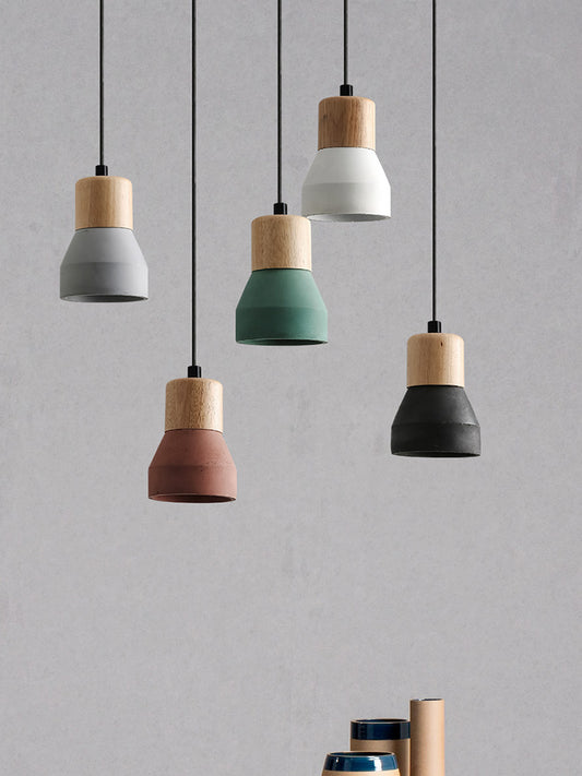 Cement Pendant Light With Wood Lampholder - 101CM