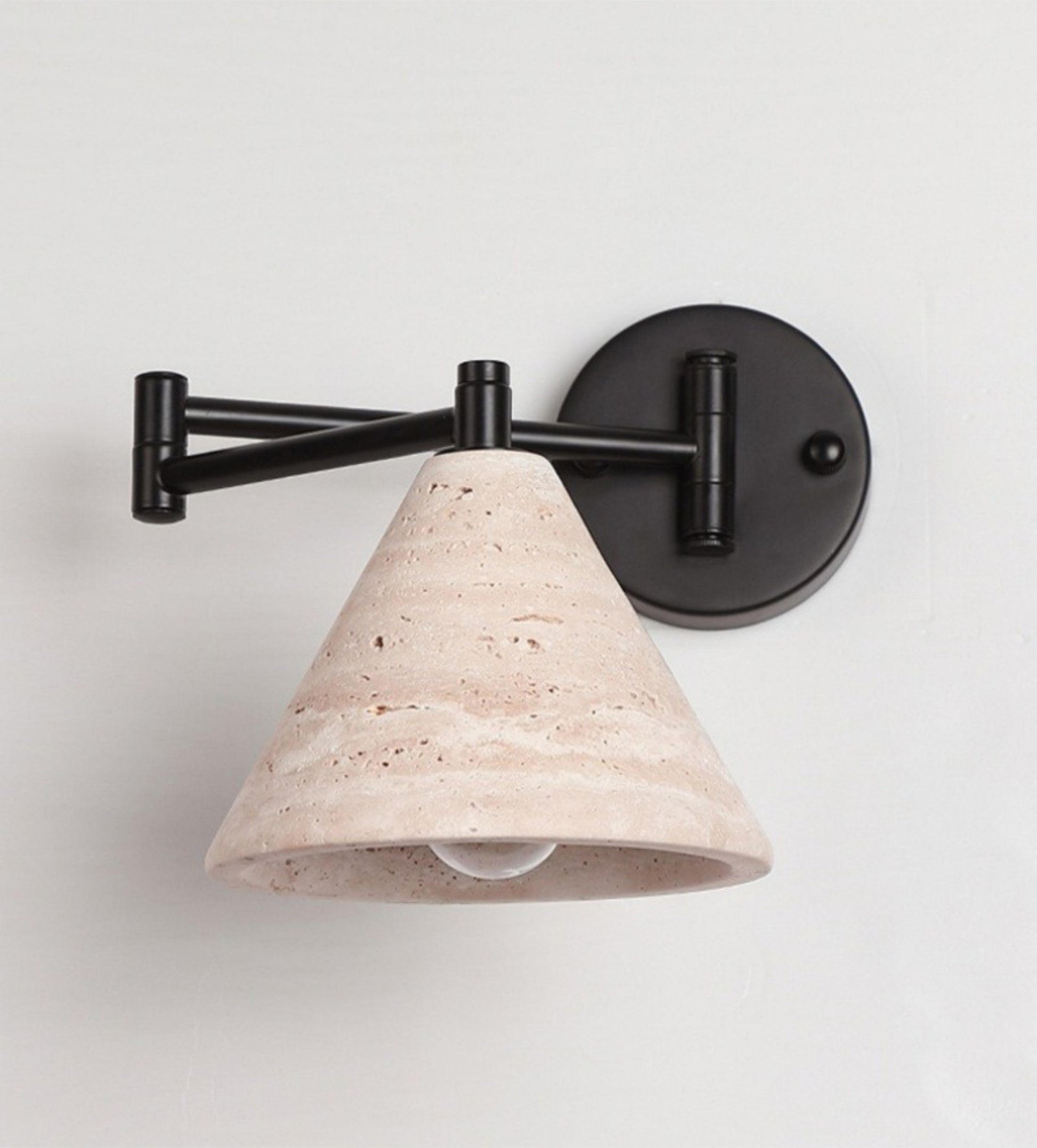 Industrial Stone & Wood Swing Arm Wall Light - Modefinity