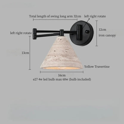 Industrial Stone & Wood Swing Arm Wall Light - Modefinity