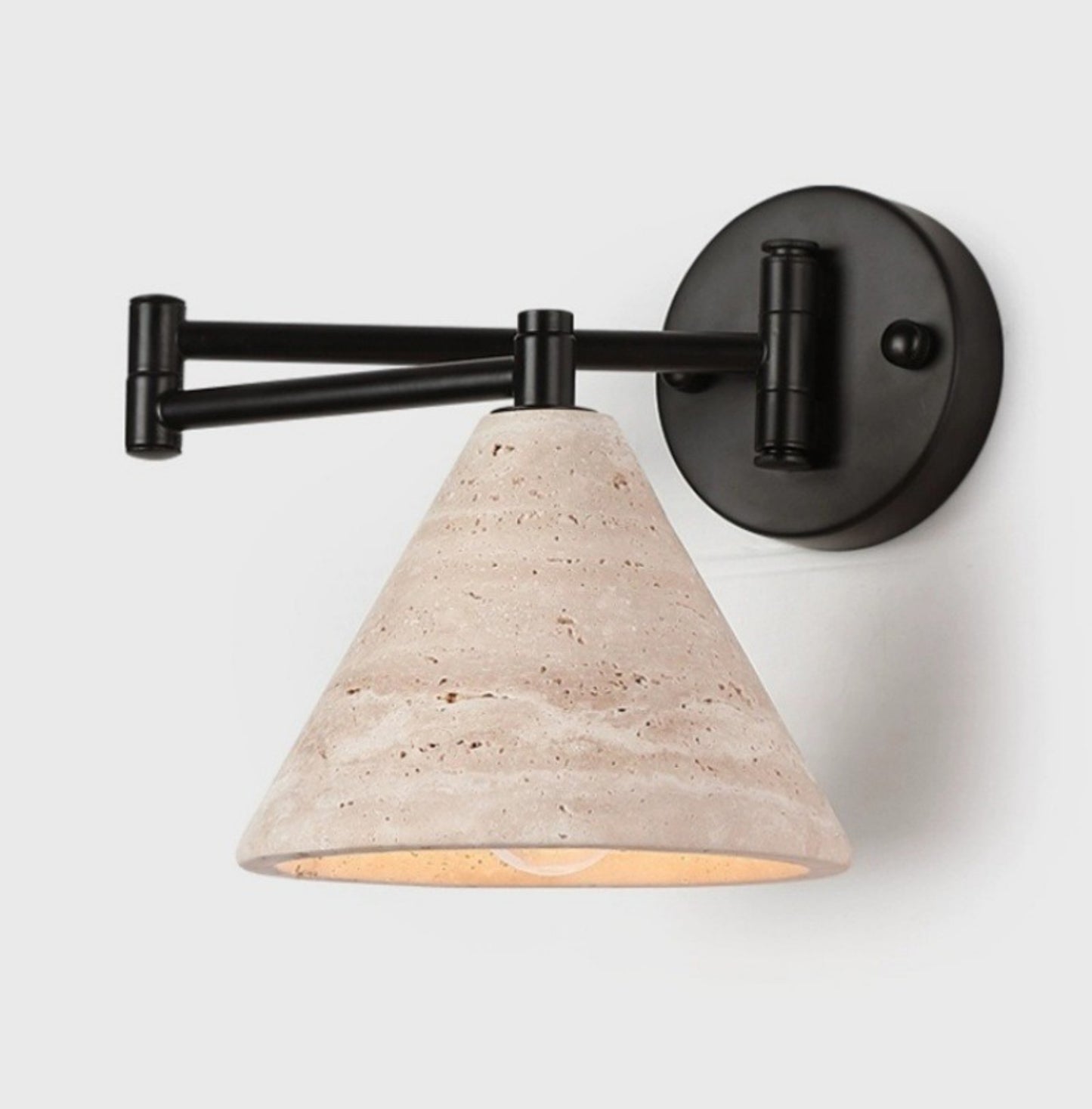 Industrial Stone & Wood Swing Arm Wall Light - Modefinity