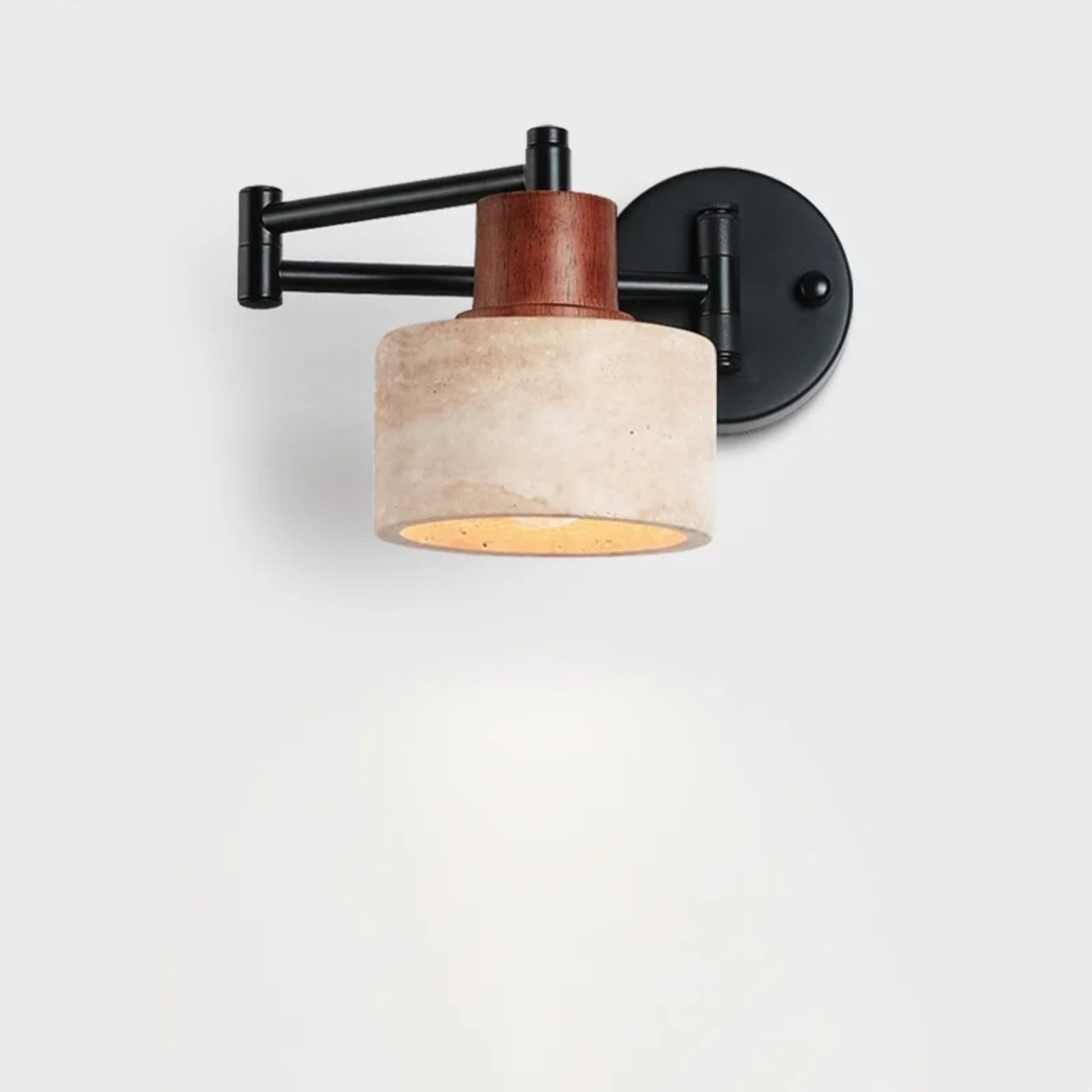 Industrial Stone & Wood Swing Arm Wall Light - Modefinity